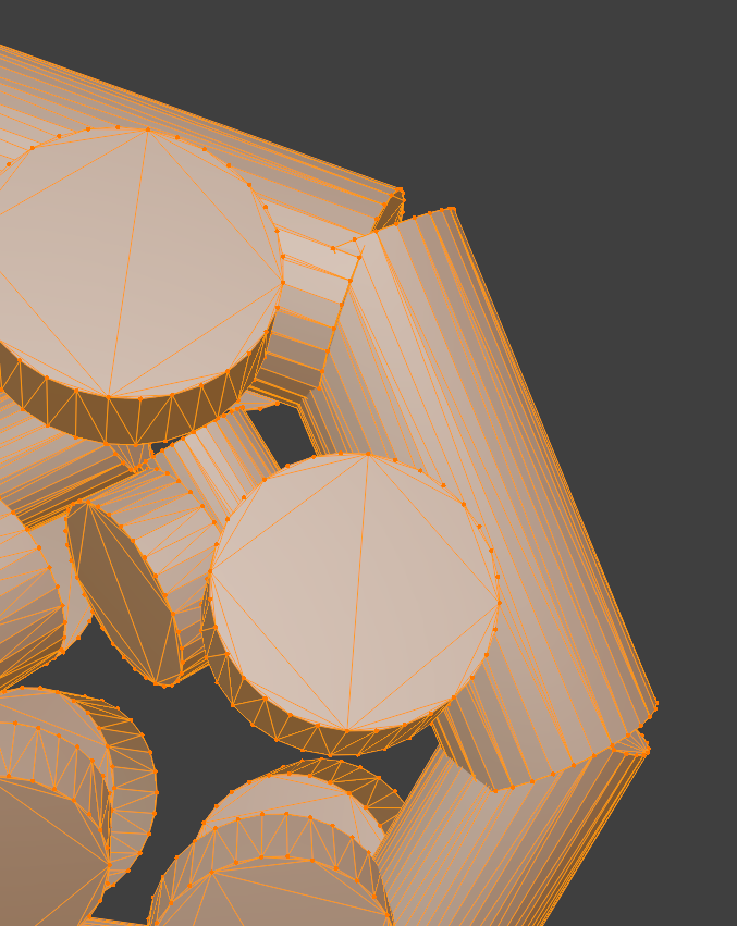 Edit mode showing the edges and vertices of the koru example
