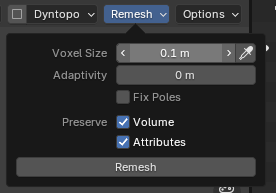 Remesh sculpt tool drop down