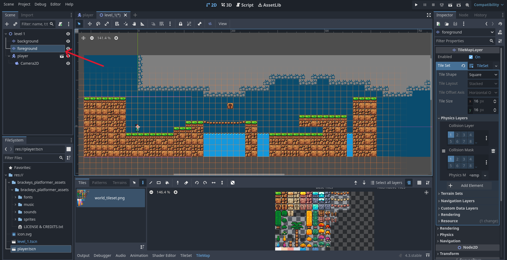 Screenshot showing scene tree