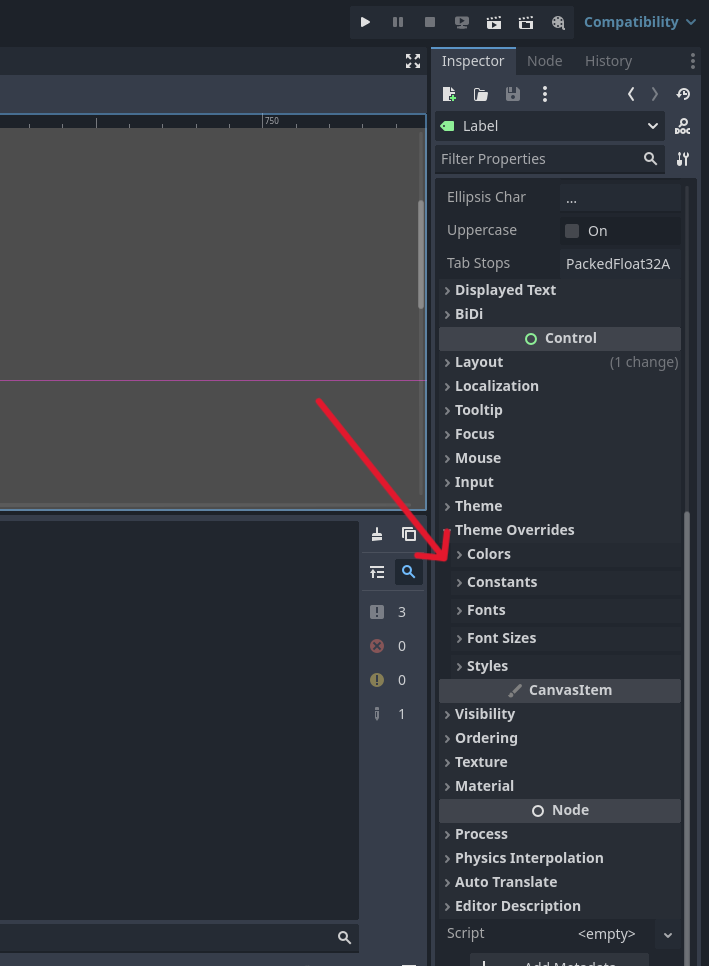 Screenshot showing creative controls