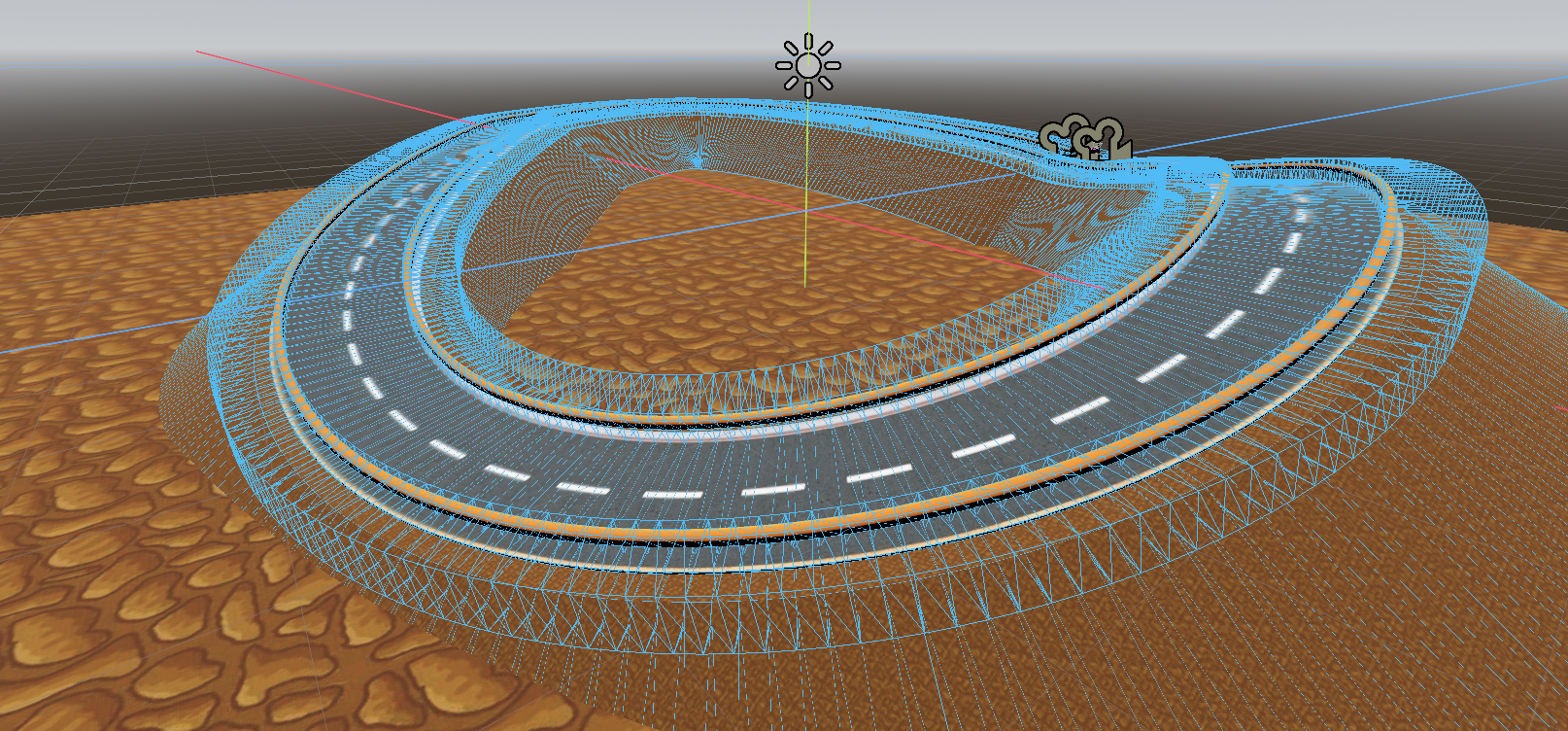 Picture of track with hill and barriers on the ground