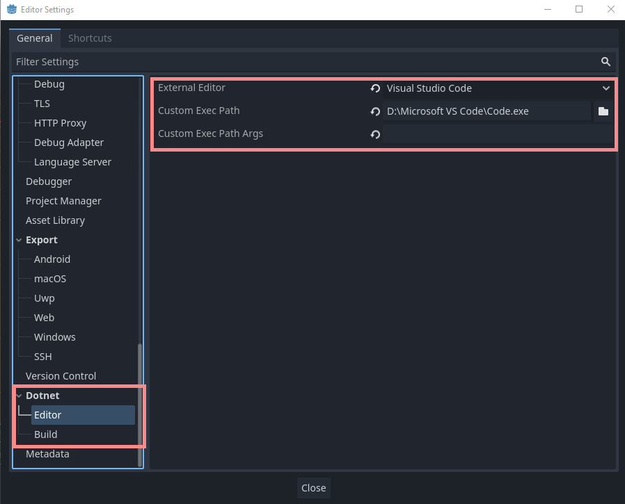 Setting the path for VS Code