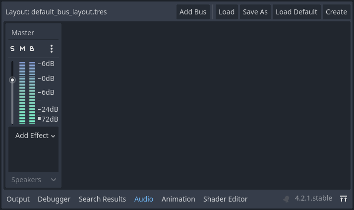 Default audio dock in Godot
