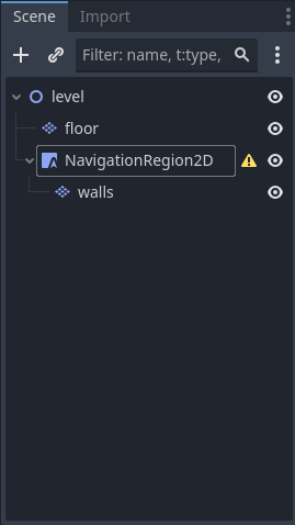 Level scenetree with nav region